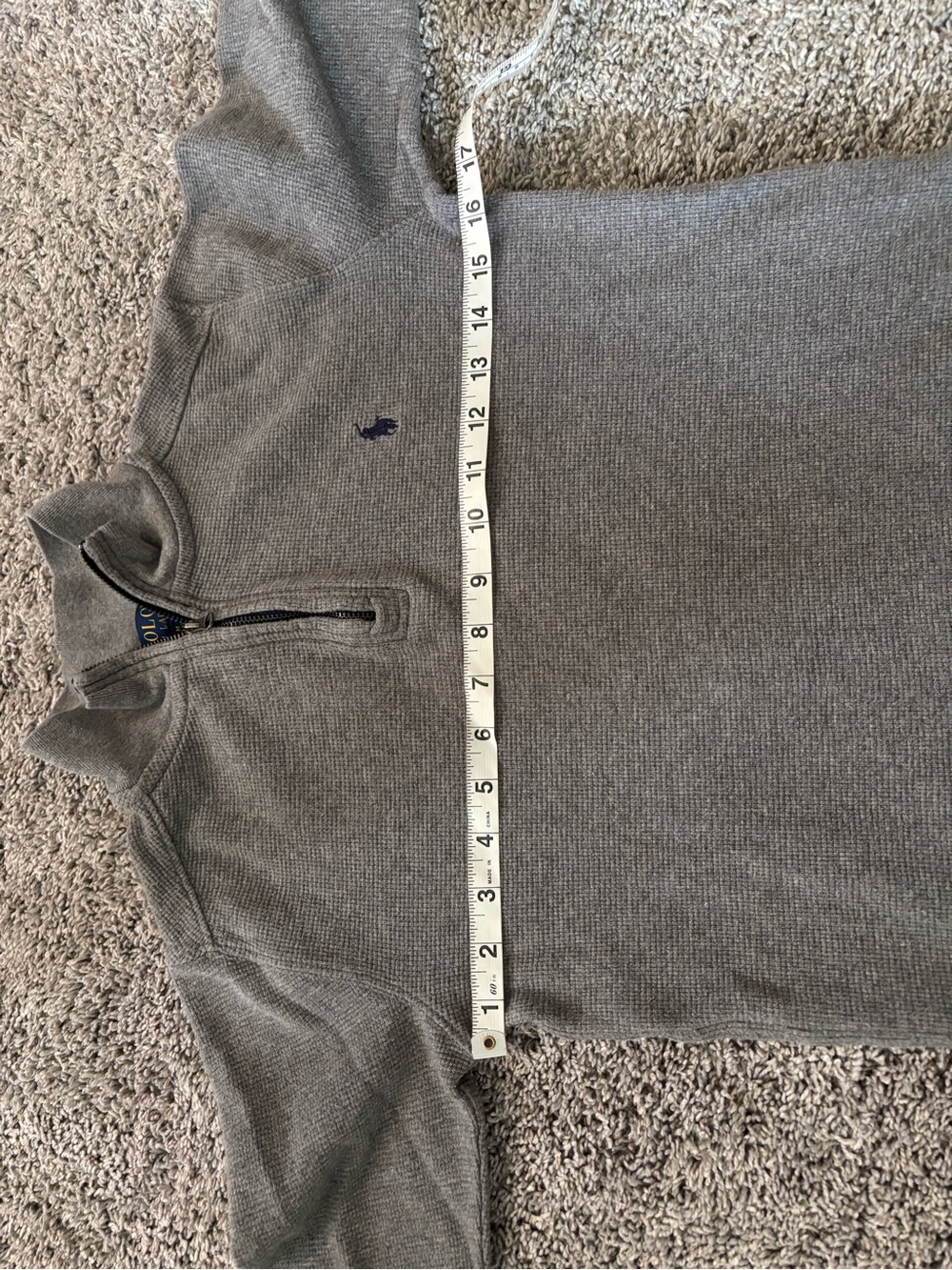 Polo Ralph Lauren Preppy Thermal Quarter Zip Gray Youth Kids Size M 10/12 - Picture 6 of 12